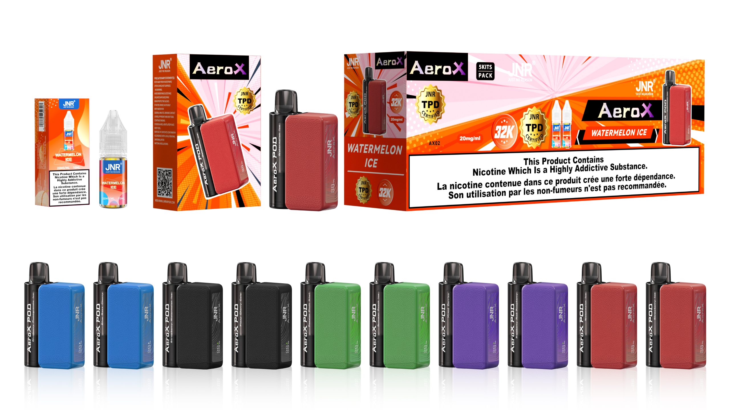 vapesterra.com JNR Areo X 32K(32000) Puffs Magnetic Refill Smart Screen 2% 5% Nicotine 850mAh Battery Disposable Vape